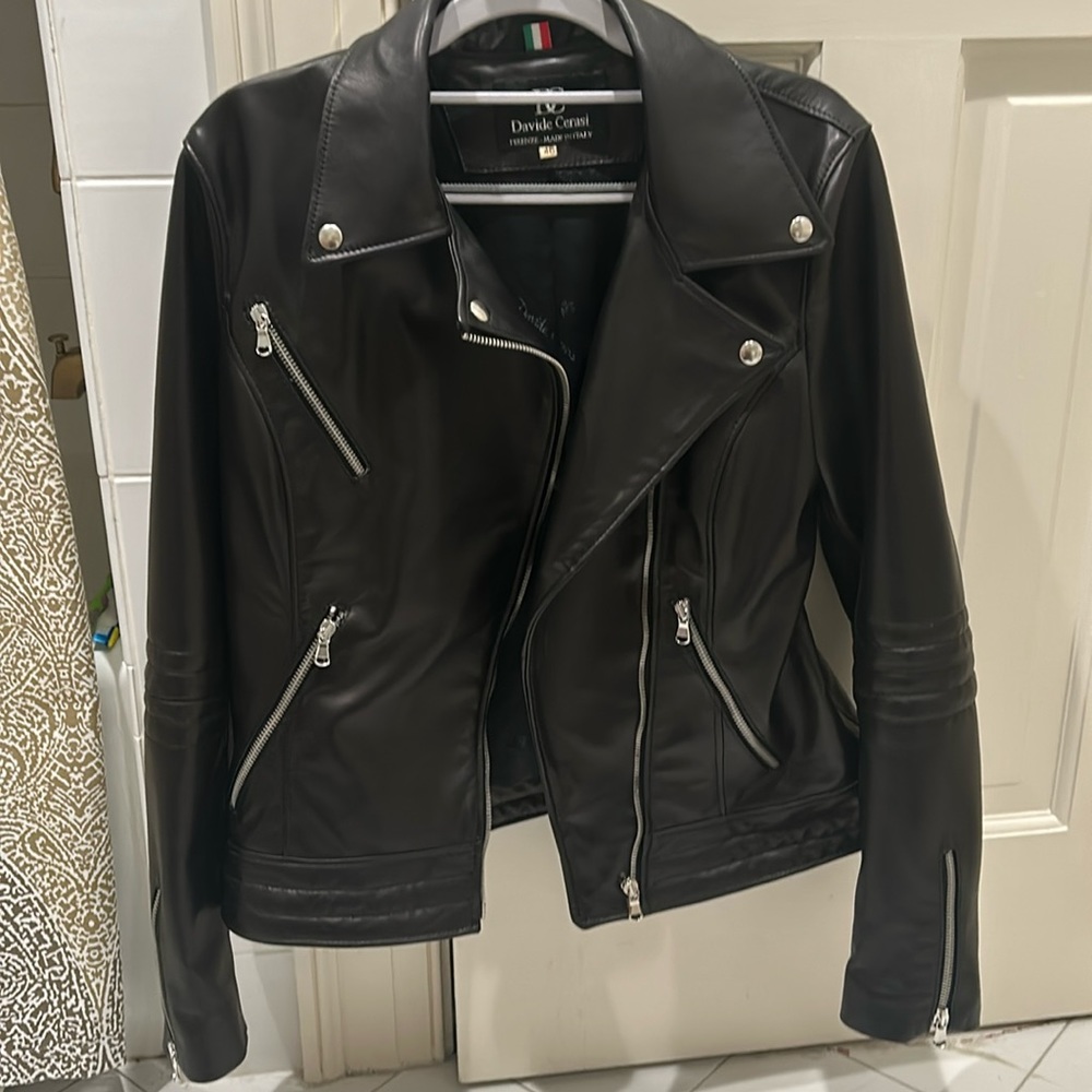 Women’s Leather Moto jacket - NWOT - Made in Italy - Davide Cerasi